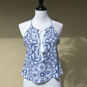 Urban Outfitters Me to We Blue & White Top XS